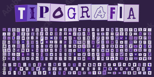 Foto TIPOGRAFIA alfabeto stile lettera di riscatto ritagli di giornale set di caratte