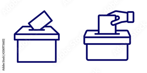 Voting box icon with ballot paper, isolated on transparent background