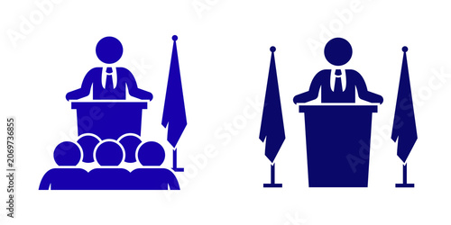 Canvastavla Speaker at podium with flags and audience icon isolated on transparent backgroun