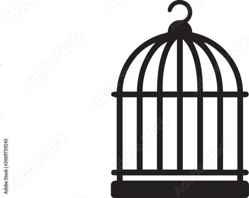 Foto MoMinimal birdcage silhouette with rounded top and hanging hook in black symboli