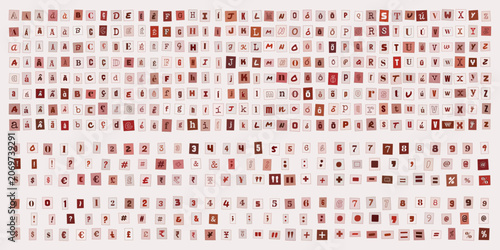 Photography Alfabeto estilo carta de resgate com letras numeros e simbolos recortados para d