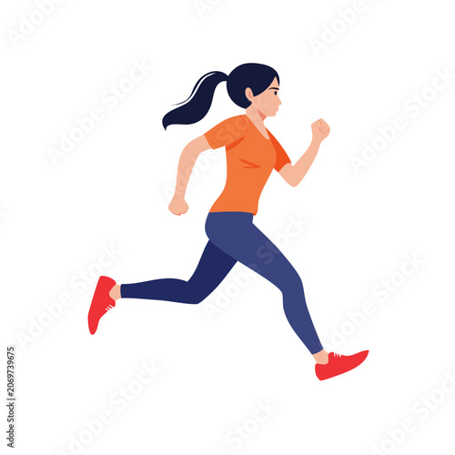 Flat illustration of a woman running