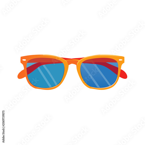 Orange and blue flat illustration of sunglasses