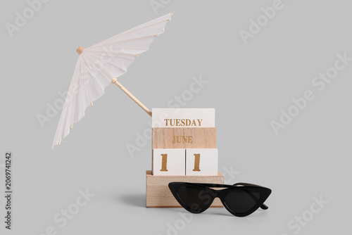 Mini umbrella with wooden c...