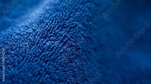 Close up of soft blue terry cloth fabric texture
