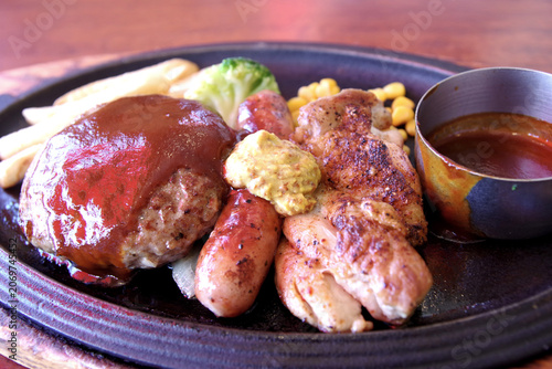 Quadro su tela A photo of a delicious Hamburg steak,Salisbury steak