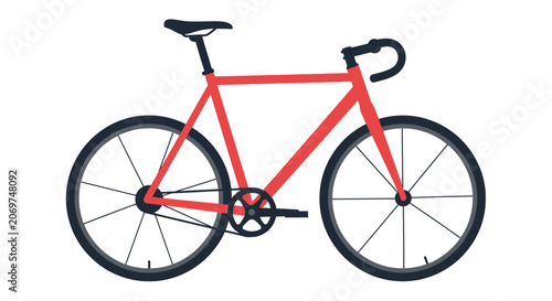 Red Road Bicycle Flat Vector Illustration