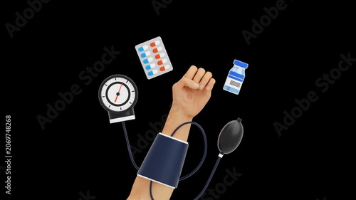 3D Hypertension Blood Pressure | Alpha Channel