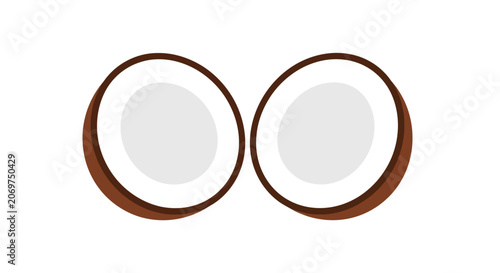 Photography Two halved coconuts side by side.