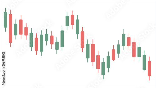 Photos Stock market candlestick chart illustration, green and red candles showing risin