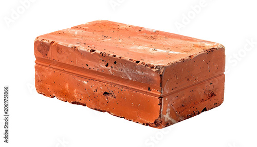 Weathered red brick with chipped edges on black background