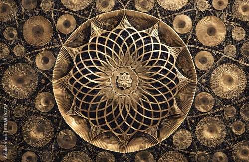 Intricate geometric donut pattern with white lace design