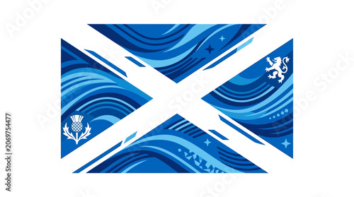Photos Scottish flag with thistle and rampant lion stylized graphic design