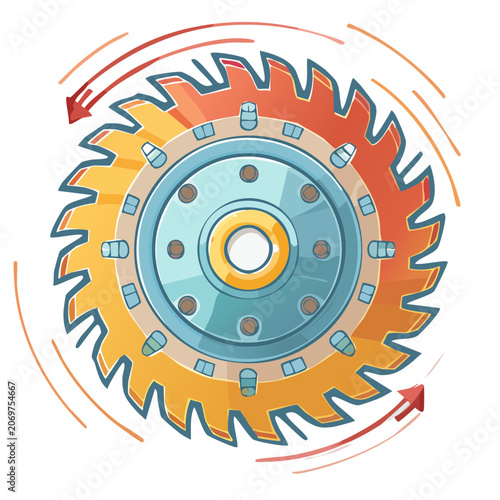 Flat illustration of a circular saw blade with teeth