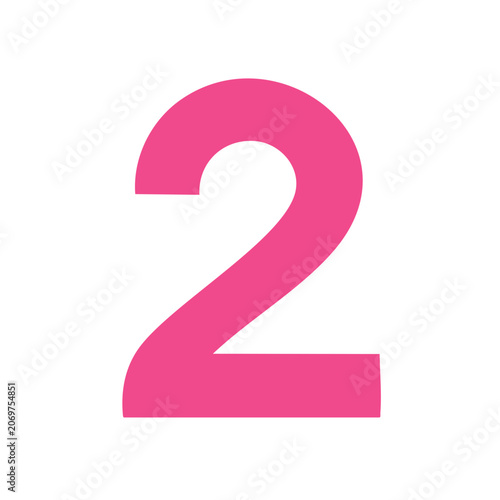 Pink Number Two Vector Icon