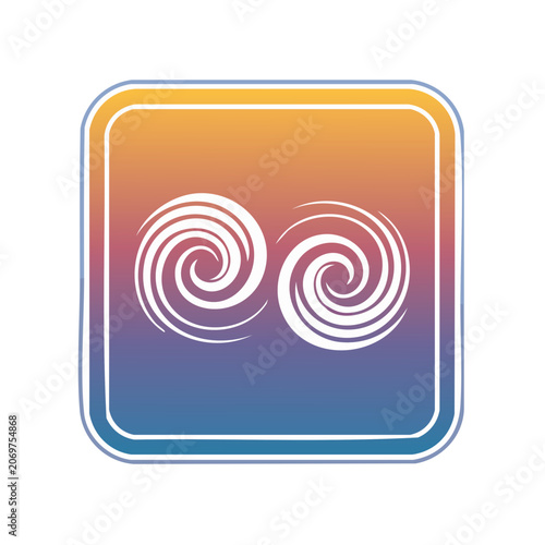 Pair of White Spiral Swirls on Gradient Background
