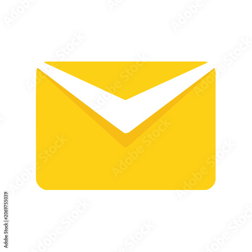Yellow envelope icon on transparent background