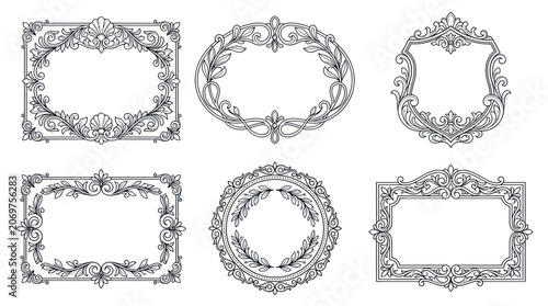 Konstfotografi Ornate vintage frames with baroque and floral decorative borders