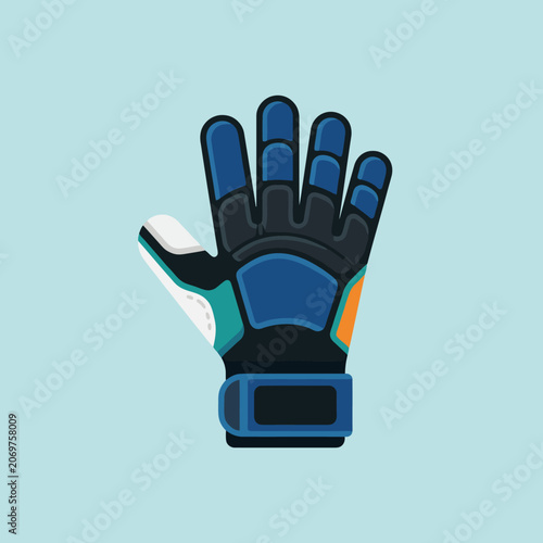 Flat vector illustration of a padded athletic goalkeeper glove