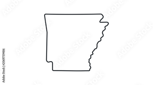 Foto Arkansas state map outline in minimalist black line art