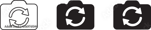 Switch camera icon front to back minimalist vector illustration.