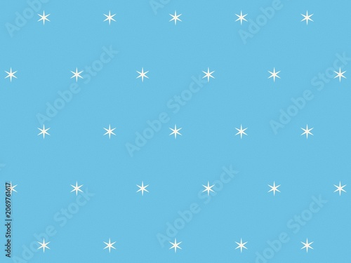 Clean seamless pattern with small white stars spaced evenly across bright sky blue background great for fabric paper and creative projects