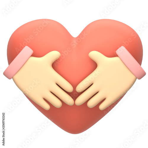 A pair of hands gently holding a large heart symbol