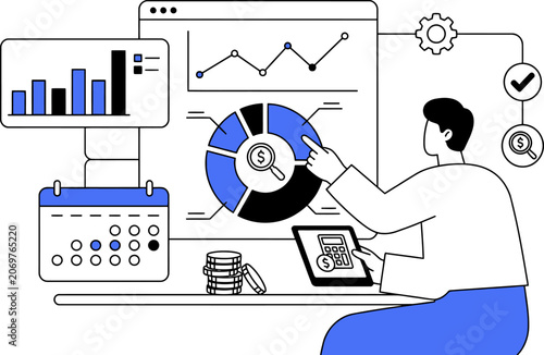 Business analytics and financial planning for web banner social media banner business presentation marketing meterial.