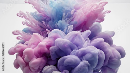 Colorful Ink Plumes Diffusing in Clear Water Abstract Background