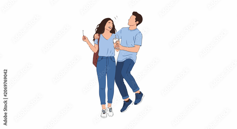 Fototapeta premium A man playfully teases a woman while she holds a phone