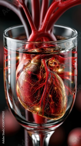 3D medical illustration of a glowing healthy vascular system and veins inside a translucent human leg on a dark cinematic background.