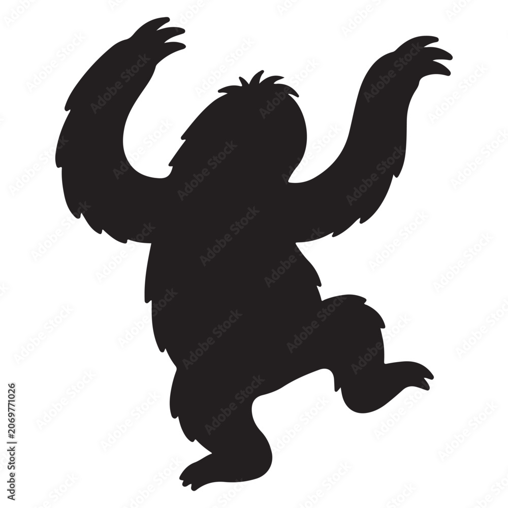 Fototapeta premium Funny Sloth Silhouette Line Art Bold Outline Hanging Jungle Animal Vector Illustration