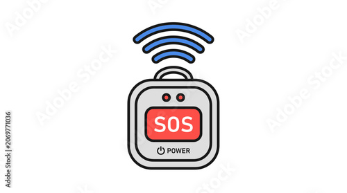 Obraz na plátně Emergency sos alarm button with wireless signal waves