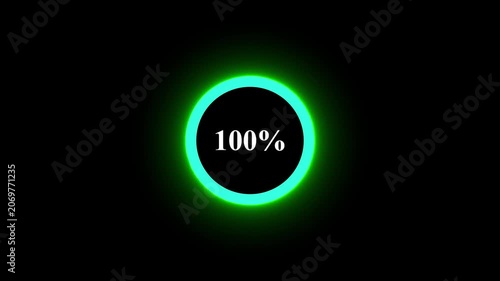 Neon Cyan 100% Loading Progress Circle Animation