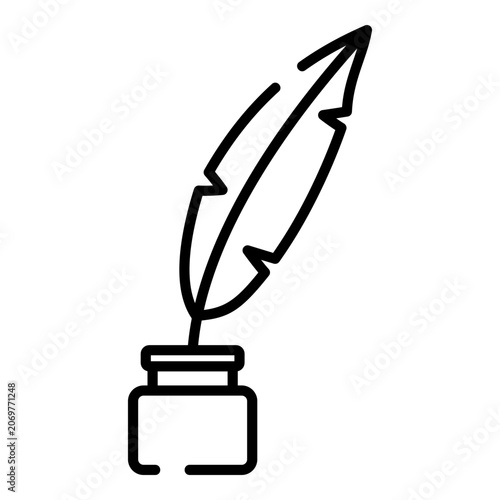 Ink and quill black line icon