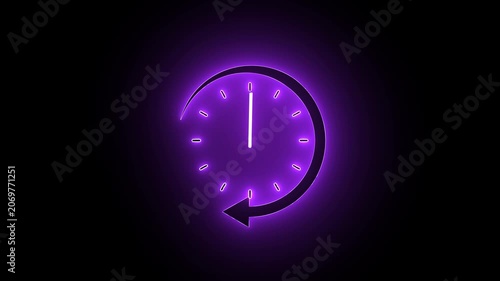 Abstract Neon Icon of Time and Progress.4k video