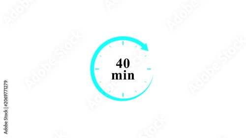 40 Minutes Timer Progress Circle Animation - Cyan Minimalist Design