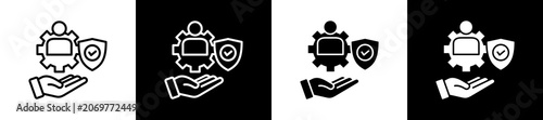 Foto Ensure Icon In Outline And Glyph Styles With Black And White Variations