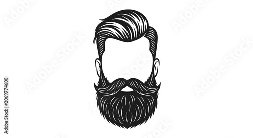 Cuadro en lienzo Stylish man's haircut, mustache and beard illustration