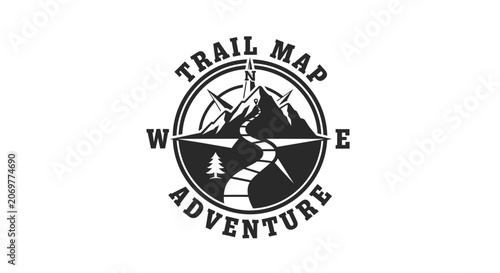 Foto Trail map adventure logo icon design.
