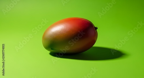 Ripe Mango Fruit on Green Background, Tropical Food, Healthy Eating, Studio Shot