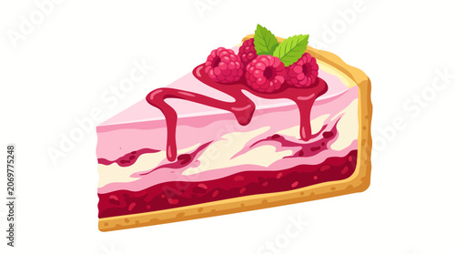 A slice of raspberry cheesecake dessert.