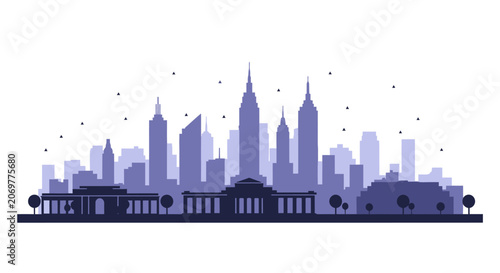 City Skyline Silhouette at Nighttime.