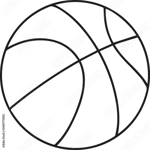 Classic basketball line art vector icon for sports branding and educational materials featuring bold outlines on a clean white background isolated