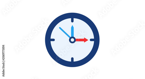 Clock with blue and red hands.