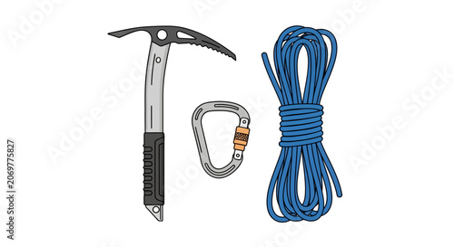 Climbing gear equipment for rock climbing.