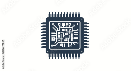 Closeup of a computer microchip.