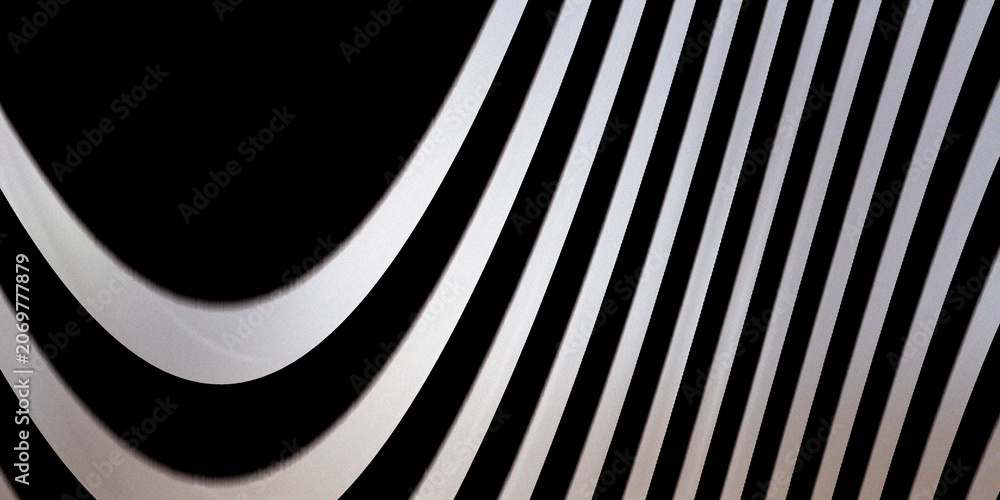 Naklejka premium Curved white lines and vertical stripes in monochrome