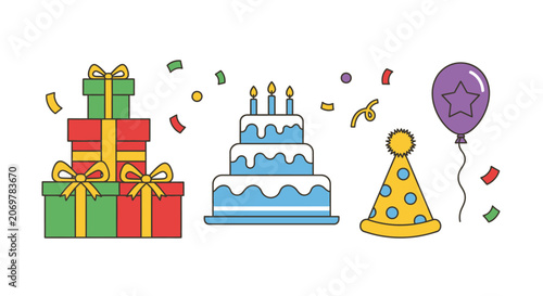 Colorful Party Celebration Cake Gifts.