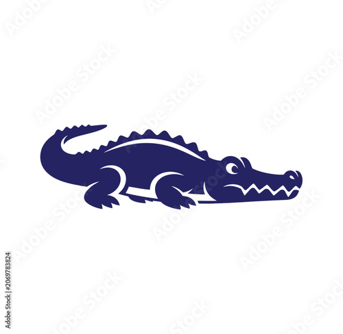 Alligator mascot logo silhouette with alligator crocodile silhouette predator wildlife aggressive identity creature powerful stamping minimalist isolated illustration reptilian